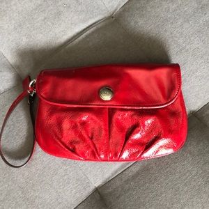 Coach red patent leather wristlet